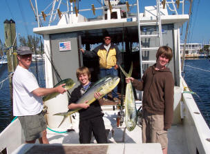 Nice dolphin are already here and Capt. George Clark Sr. makes sure to get clients on them.  These fellas enjoyed catching Mahi and had fun during their spring vacation